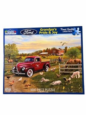 White Mountain Ford Red Vintage Pickup on Farm 1000 Piece Puzzle